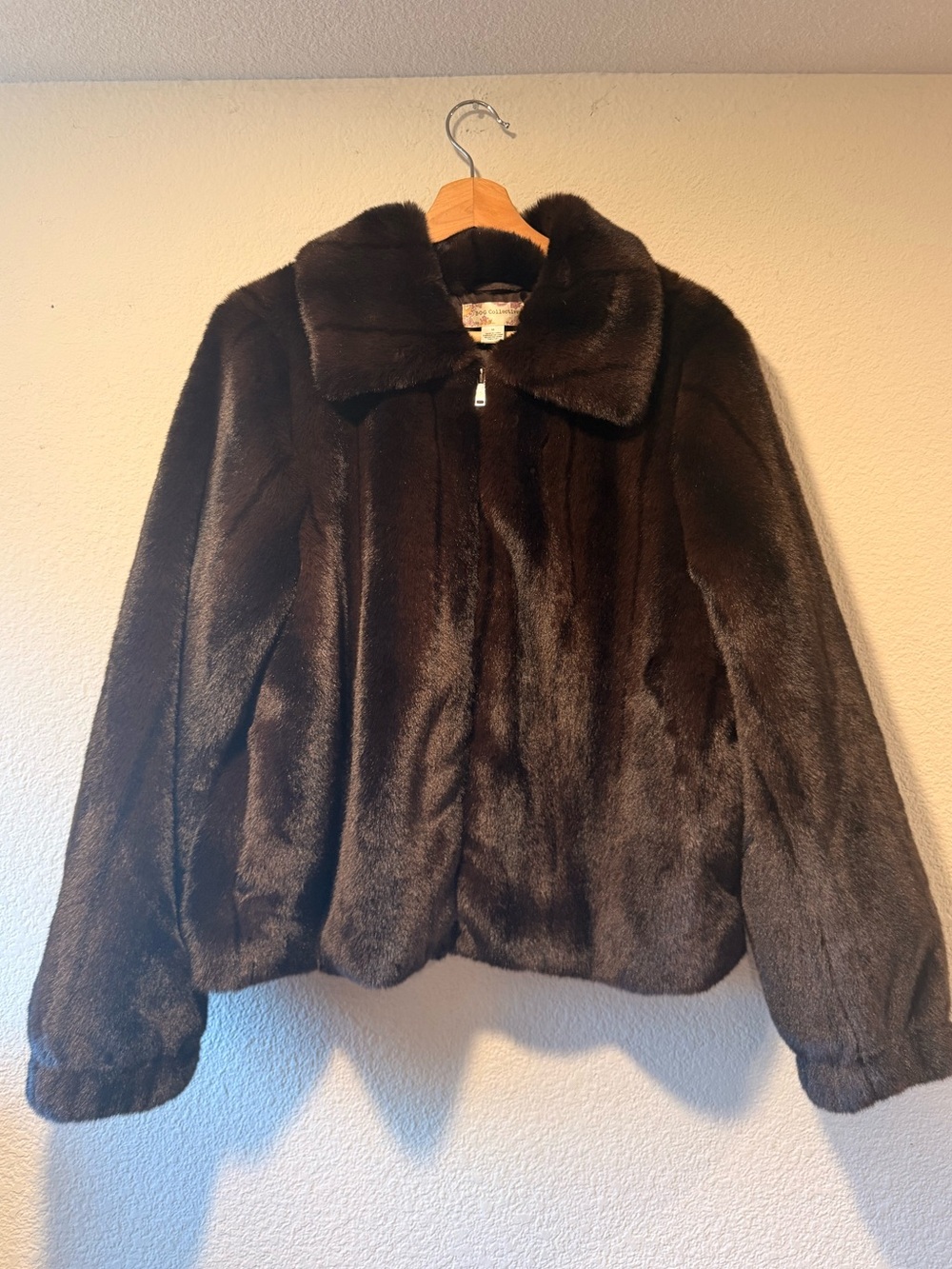 BOG COLLECTIVE Carina Faux Mink Fur Jacket in Chocolate Brown